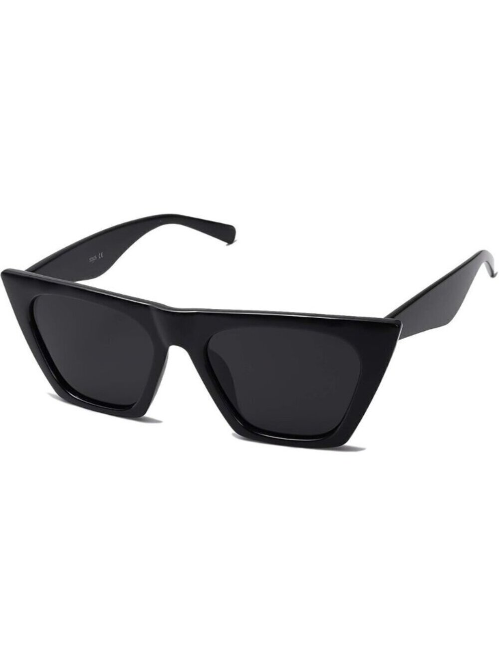 🆕Women Black Polarized Cateye Oversized Square Trendy Sunglasses All Black